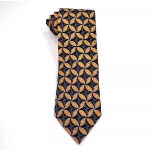Ermenegildo Zegna Men's Silk Tie Necktie Exclusivo Geometric Orange Gray Vintage